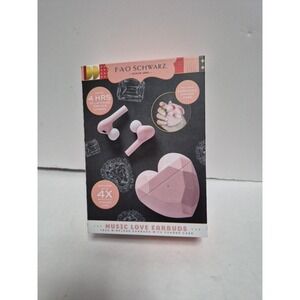 FAO Schwarz Pink Wireless Ear Buds With Heart-Shaped Charge Case
